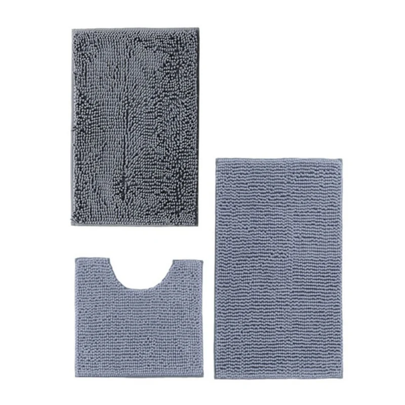 

Bathroom Carpet Chenille 3-piece Set, Strong Absorption And Non-slip Bathroom Carpet + U-shaped Mat + Bath Mat