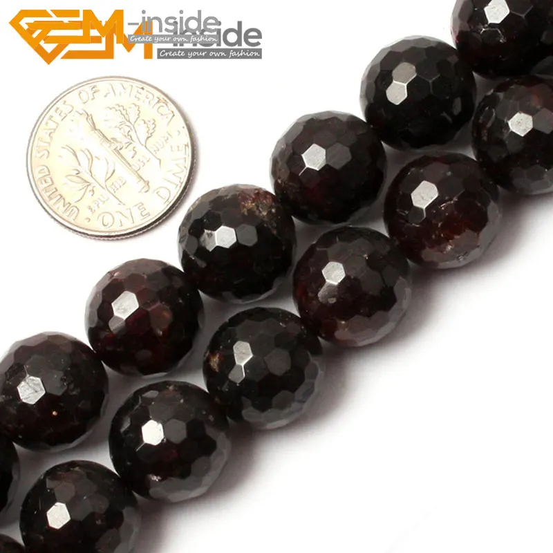 Круглые граненые бусины из натурального камня Красные для изготовления
