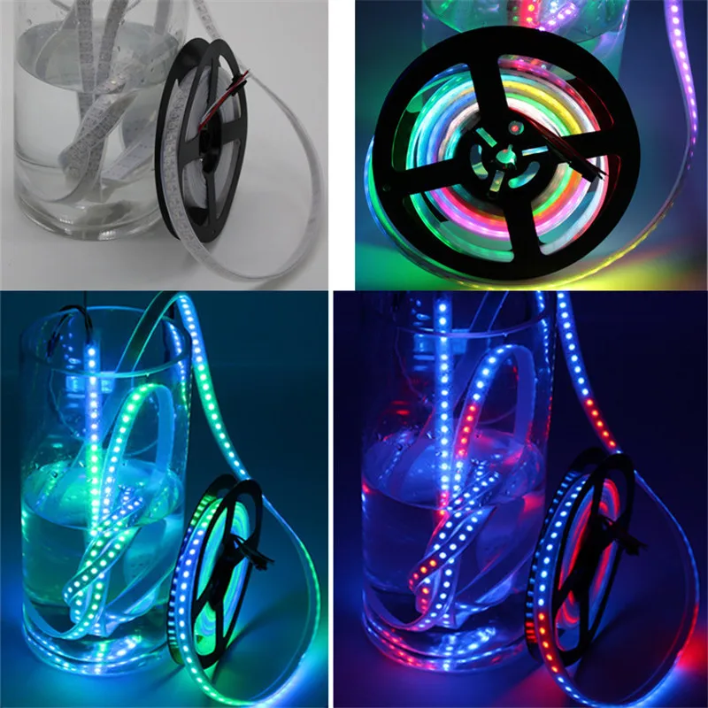 WS2812B Светодиодные ленты RGB ленты 30/60/144 светодиодный s/М ws2812 индивидуально адресуемых ФИТА полосы для ПК ambi светильник неоновый светильник DC 5V