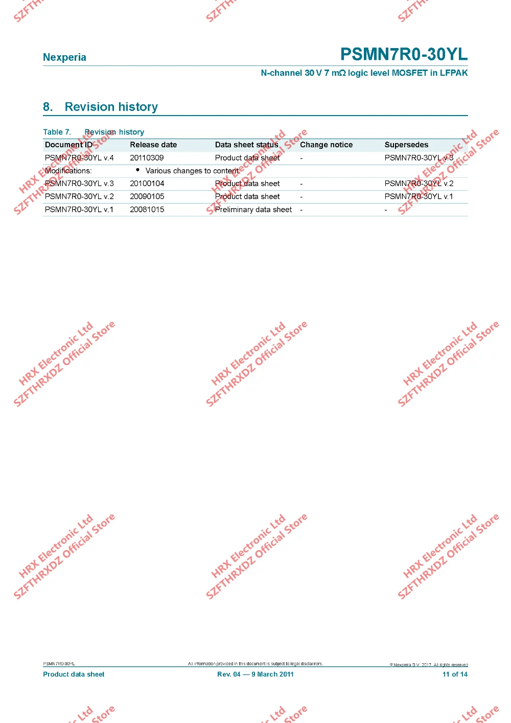 PSMN7R0-30YL 7R030 SOT669(LFPAK) PSMN7R0-30YL, 115 LFPAK56-4 SOT-669 MOSFET