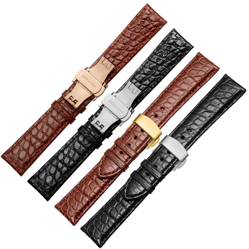 Высококачественный двухсторонний кожаный ремешок из крокодиловой кожи для
