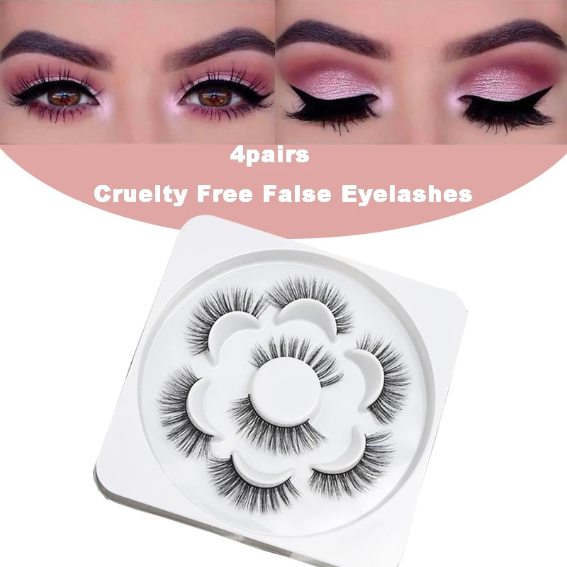 3D Cruelty Free False Eyelashes Eyes Doe Handmand Natural Strip Lashes Fan Extra Long Round Box Packaging Wholesale Logo Makeup images - 6