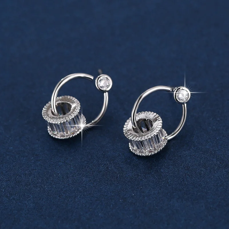 

Women Earrings Round Zircon Silver Color Earrings Banquet Engagement Earrings Specially Designed For Women Give Girlfriend Gift