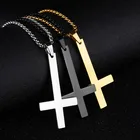 Коллекция 316 года, модные ожерелья из нержавеющей стали для мужчин и женщин, ожерелье в стиле панк-рок перевёрнутый крест, ювелирные изделия в подарок