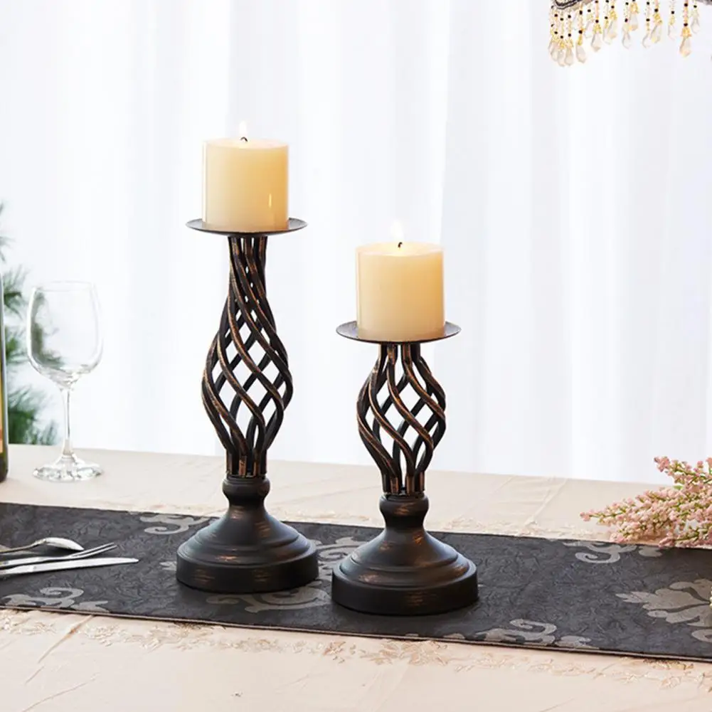 

Home Iron Candle Holder Stable Elegant Decorative Metal Hollow Out Candle Holder Lamp Stand Candlestick Accessories Supplies