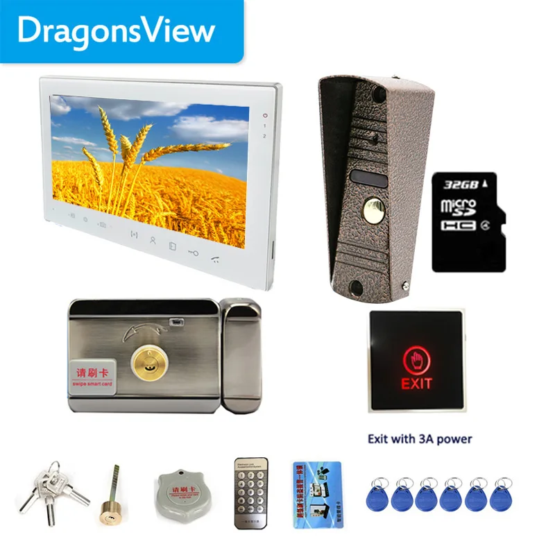 Видеодомофон Dragonsview 7 дюймовая система домашней безопасности с кнопкой