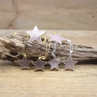 natural rose quartzs star pendant necklacehealing pink crystal star charm goldsilvery chains women jewelry dropshippingqc3088