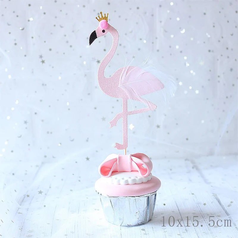 Фламинго зеленые листья искусство украшение для выпечки на день рождения