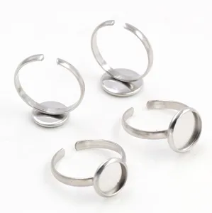 8 мм 10 мм 12 мм 10 шт.лот без выцветания из нержавеющей стали Регулируемые настройки кольца пустыеБазовые, подходят для 8-12 мм Стеклянные Кабошоны, кнопки