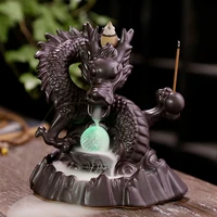 feng shui dragon backflow incense burner creative waterfall 50pcs incense cones holders home office teahouse decor crafts 2021