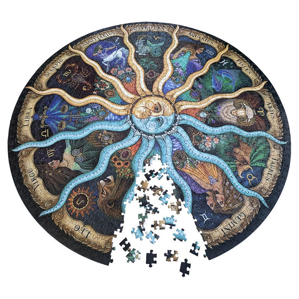 

Round Jigsaw Gradient Constellation Christmas Funny Jigsaw 1000 Pieces Challenge Educational Stress Relief Adults Kids Toys