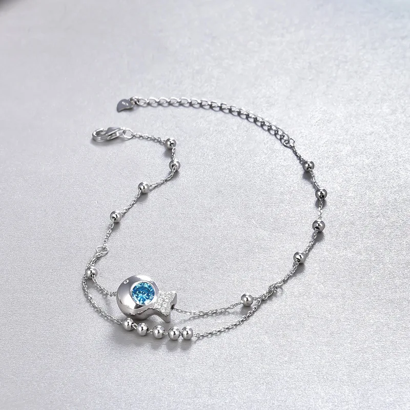 Женский браслет на ногу из серебра 925 пробы с цирконами | Украшения и аксессуары