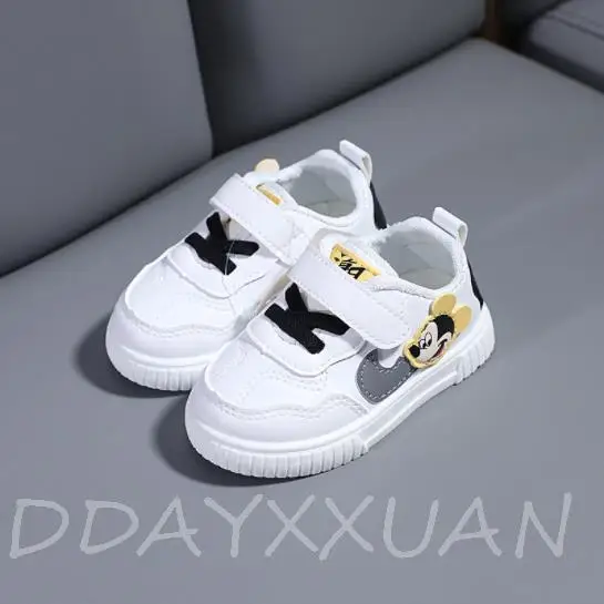 Kid Baby Mickey Mouse Shoes 2021 Spring Infant Toddler Girls Boy Casual pu Soft Bottom Comfortable Non-slip | Детская одежда и