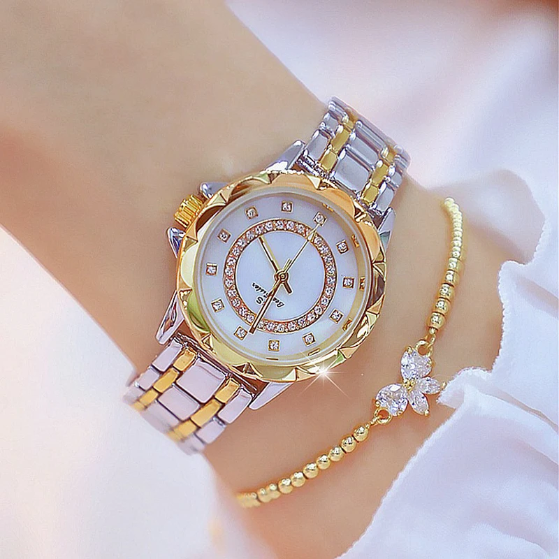 

Diamond Women Luxury Watch 2021 Rhinestone Elegant Ladies Watches Gold Wrist Watches For Women