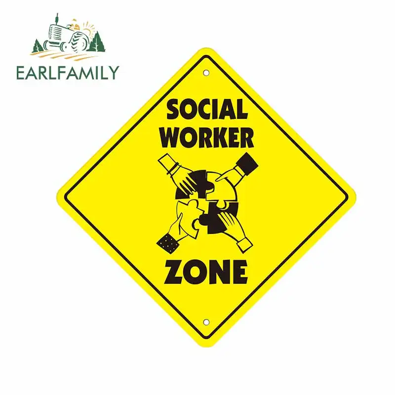 

EARLFAMILY 13cm x 12.9cm For Social Worker Zone Vinyl Graphic Decal Graffiti Car Stickers Bumper Car Styling Vinyl Material