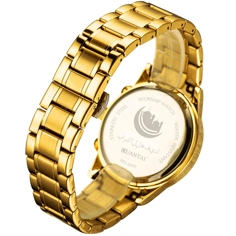 Muslim Azan Watch Prayer Qibla Compass Wrist Hijri Calendar Silver High Elegant Waterproof Best Gift | Наручные часы