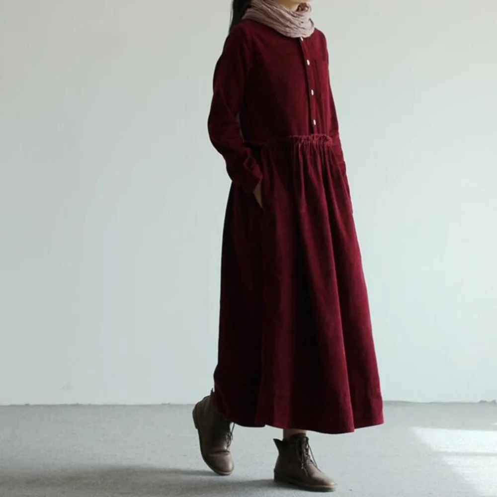 Женское вельветовое платье Runback повседневное облегающее винтажное с длинным