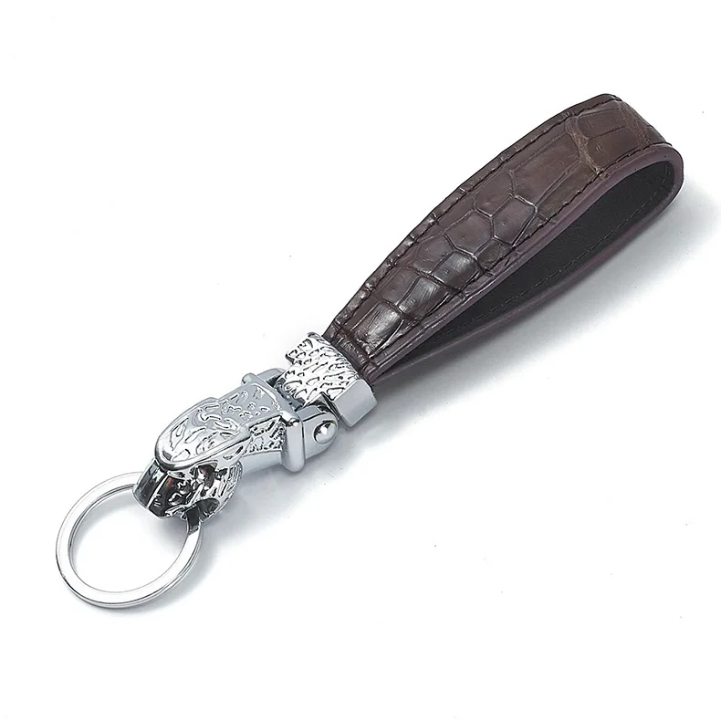 

Metal Leopard Head Crocodile Leather High-end Car Keychain Men's Waist Creative Car Keychain