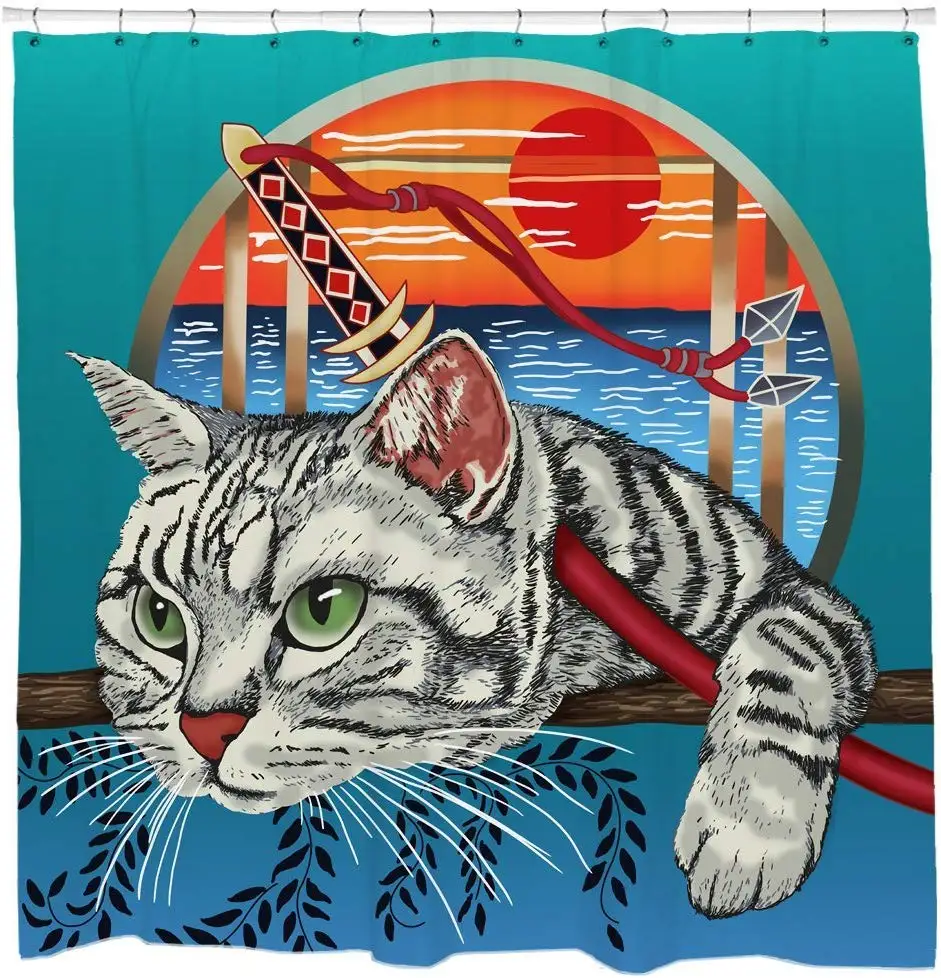 Крутая кошка самурайский котенок крутая японская Ванная комната Декор установка