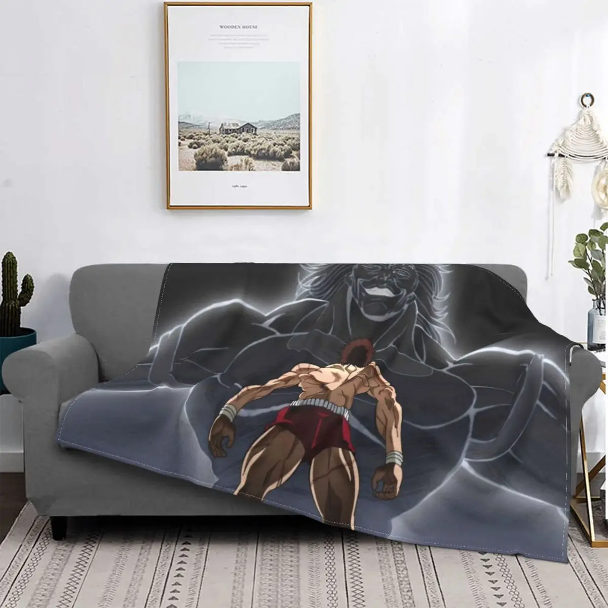 

Baki Hanma Yujiro Fighting Manga Blanket Flannel Decoration Strong Portable Home Bedspread