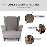 Wingback Chair Cover Fleece Elastic Armchair Slipcover Protector for Wedding Banquet Stretch Sloping Arm Wing Back Chair Cover