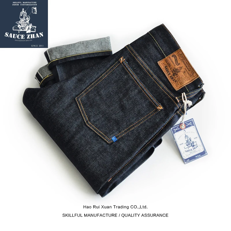 SauceZhan 310XX-JP Япония Okayama ткань Selvedge джинсы сырые джинсовые джинсы немытые синие джинсы Япония Мужские джинсы облегающие джинсы