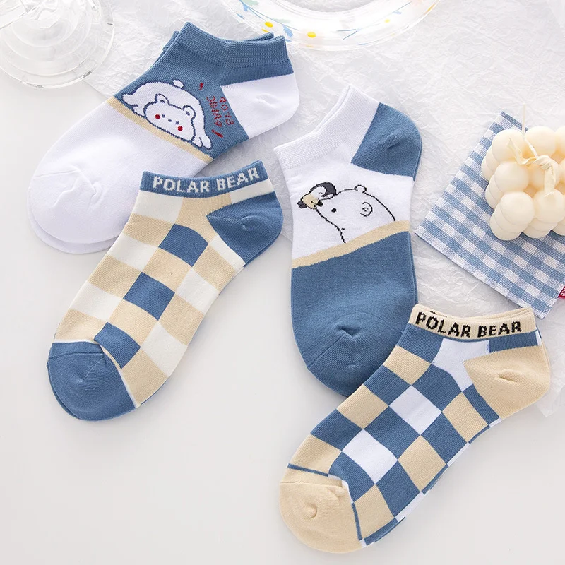 

New Product Female Socks Cartoon Bunny Bear Socks Asakuchi Japanese Cute Cotton Breathable Non-slip Crew Invisible Socks