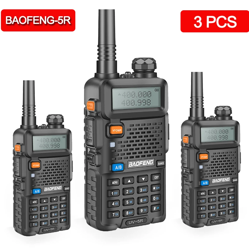 

3 pcs Baofeng Walkie Talkie vhf Radio Station Portable Baofeng uv 5r radio amateur Two-way Radio Comunicador walkie-talkies