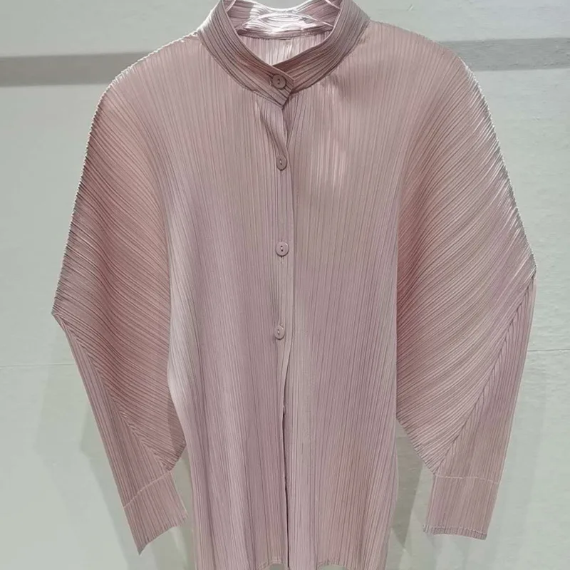 Женская однобортная плиссированная рубашка DEAT свободный однотонный офисный топ