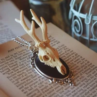 original designs 3d deer skull cameo necklace