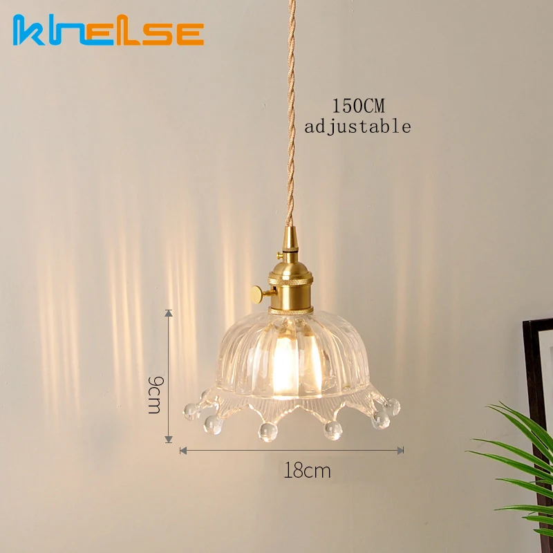 Стеклянная Подвесная лампа в виде короны с одной головкой из латуни для столовой