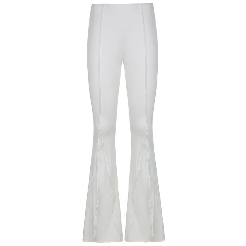 

Low Waist Solid Brown Pants High Fashion Flare Pants for Women Fall 2021 Women's Clothing Y2k White Pants Design Streetwear