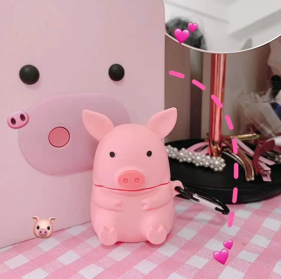 Милый 3D мультфильм анти-осень розовый вспыхивающий Свинья Силиконовый наушник чехол для Apple AirPods 1/2 беспроводной bluetooth чехол для гарнитуры - Цвет: xiaozhu