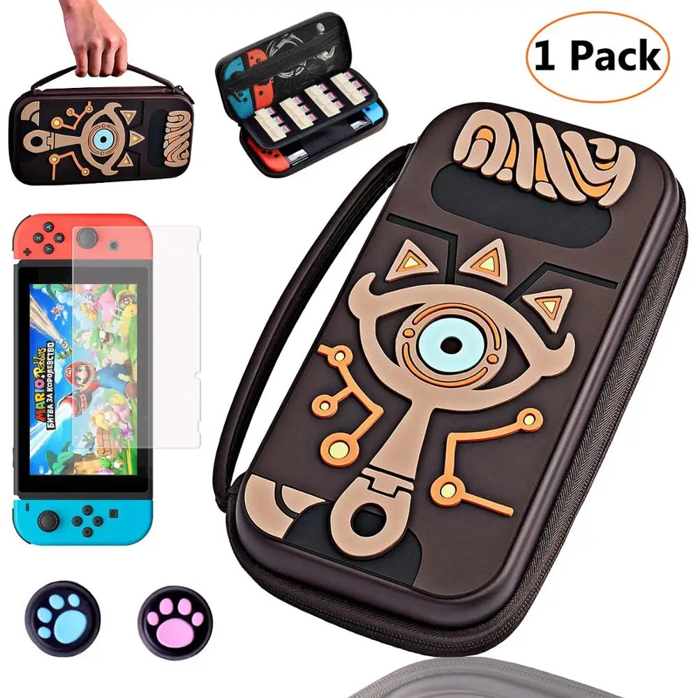 4 в 1 чехол для NintendoSwitch Sheikah Slate силиконовый рельефный с защитой экрана и 2