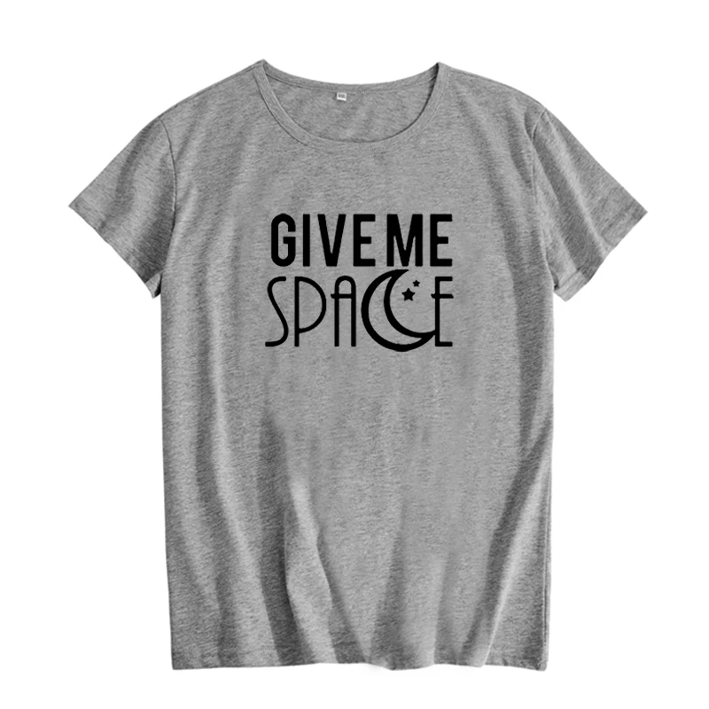 Give Me Space T-shirt Fashion Tumblr Geek Moon Stars Graphic Tees Women Tops Punk Harajuku Hipster t shirt | Женская одежда