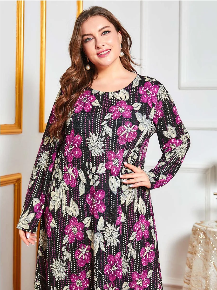 

Eid Mubarak Embroidery Abaya Dress Muslim Women Floral Print Dubai Turkey Moroccan Kaftan Party Vestido Clothing Musulman Ropa