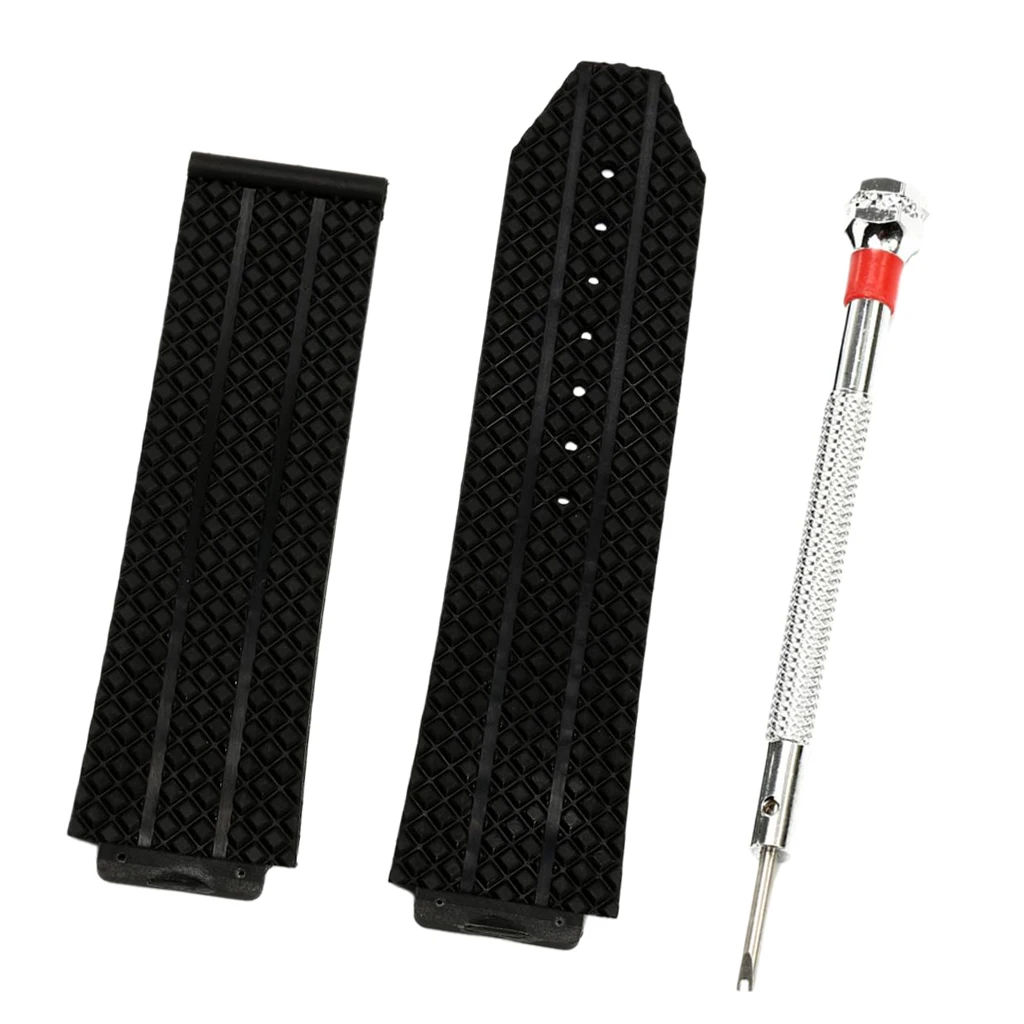 

24mm Rubber Watch Bands Replacement Strap + Watch Repair Tool Accs