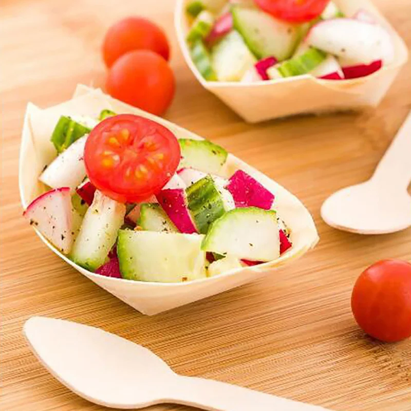 100 шт. одноразовые столовые приборы десертные тарелки Суши Лодка Корабль форма