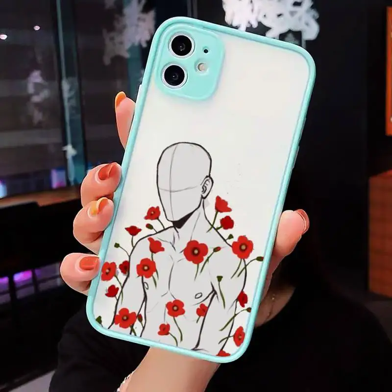 

Minimalist line art sketch Phone Case Matte Transparent for iPhone 7 8 11 12 s mini pro X XS XR MAX Plus cover funda