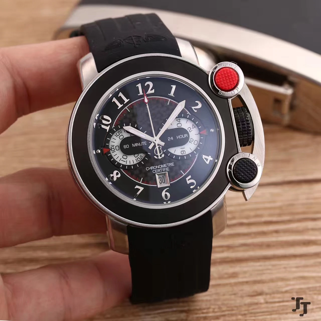 

Мужские кварцевые часы с хронографом, из нержавеющей стали, 45 мм