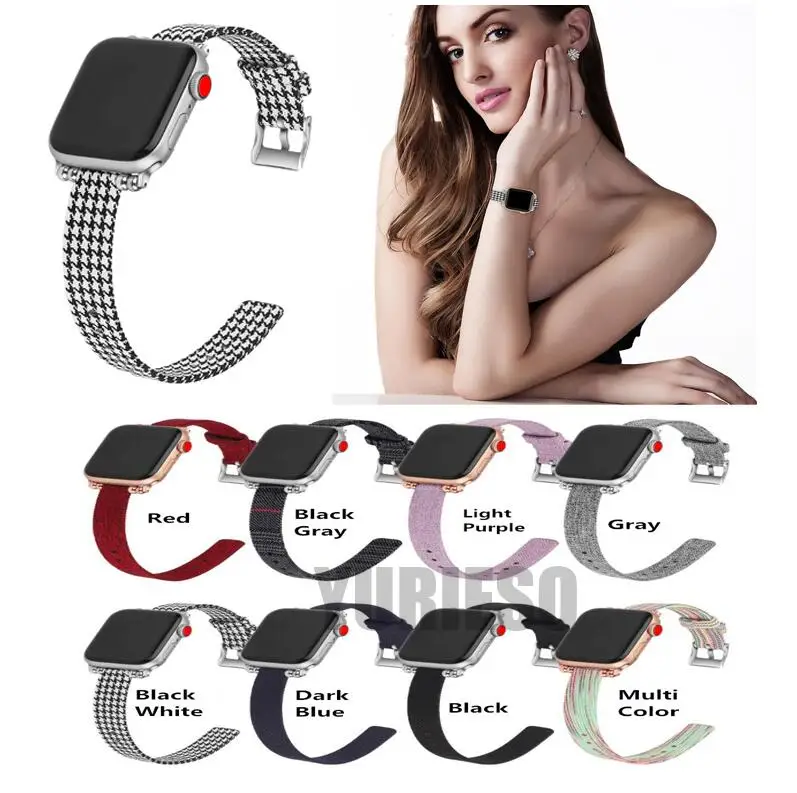 50 шт. тканый нейлоновый холщовый ремешок для часов Apple Watch Series 5 4 3 2 1 38 мм 42 мм ювелирный ремень браслет для iwatch 40 мм 44 мм