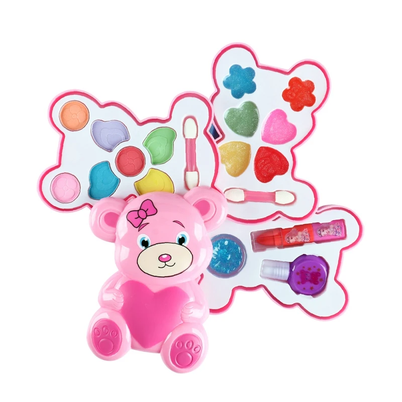 Детский косметический набор для макияжа моющаяся коробка мультяшный медведь