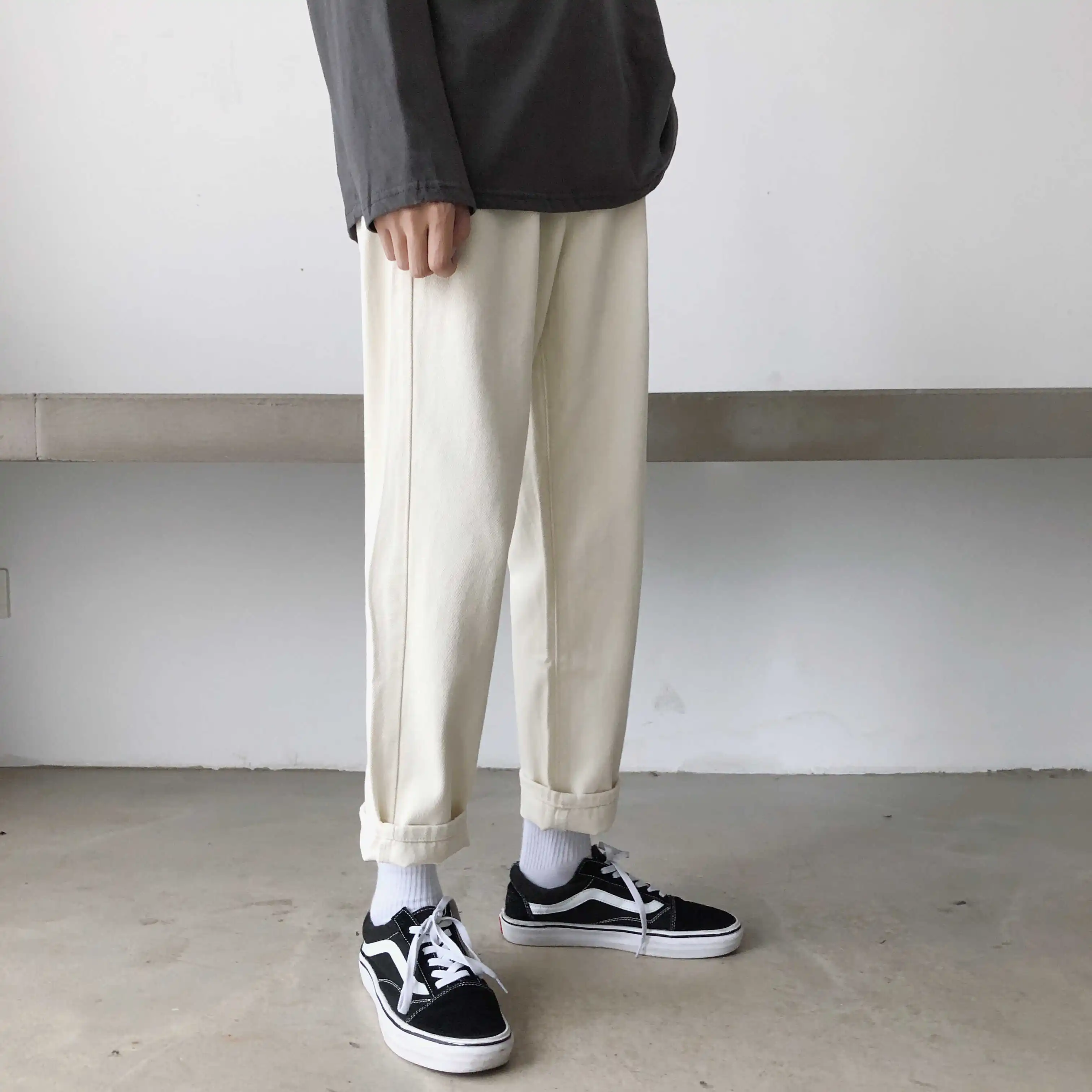 Джинсы мужские облегающие повседневные брюки из денима прямые штаны свободного