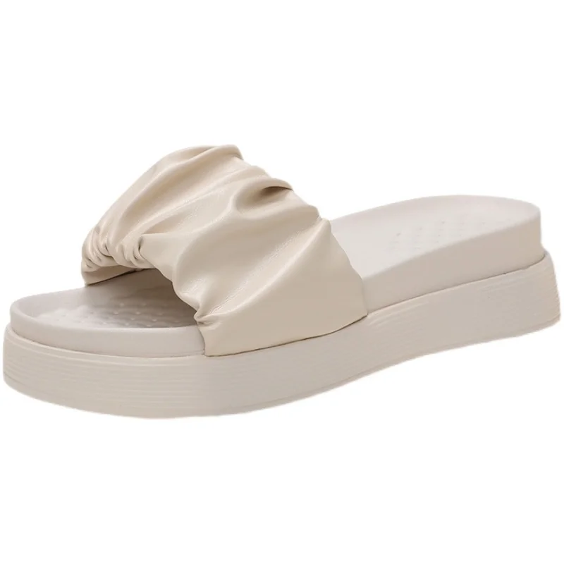 

Shoes Women Ladies' Slippers Low Pantofle Luxury Slides Platform Soft Summer 2021 Designer Flat Rome PU Rubber Shoes Slippers W