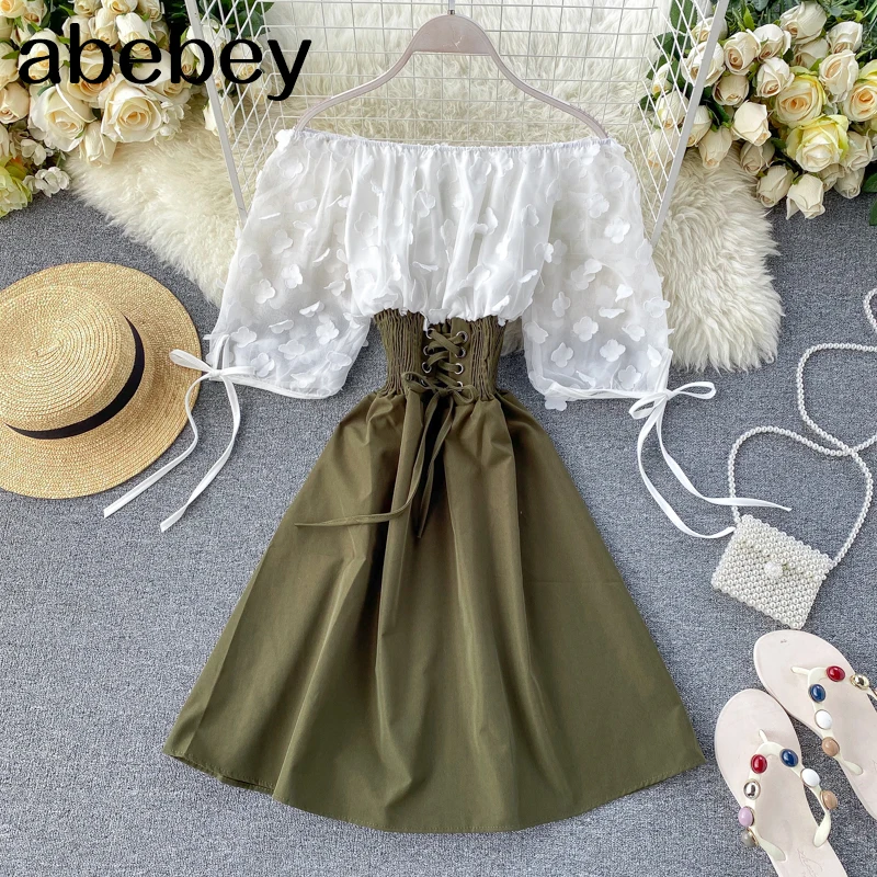 Женское шифоновое платье с открытыми плечами повседневное ТРАПЕЦИЕВИДНОЕ