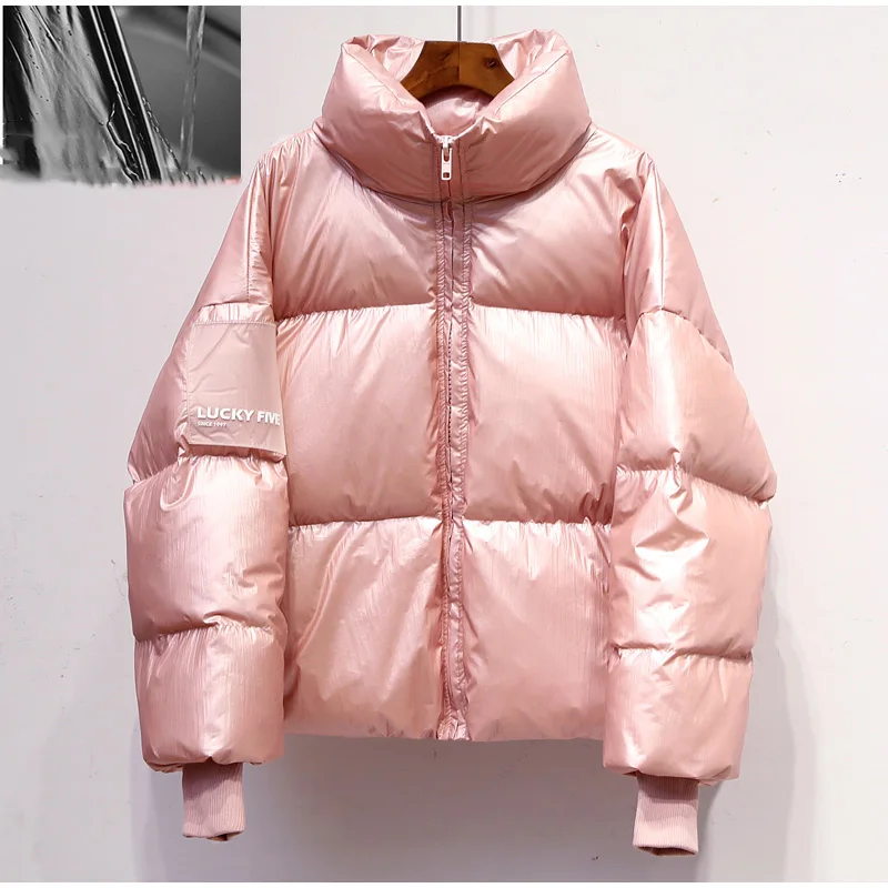 

Women's Bright Waterproof Jacket Parka Winter 2021 Windproof Warm Female Jackets Padded Down Cotton Parkas Fashion Women Coat