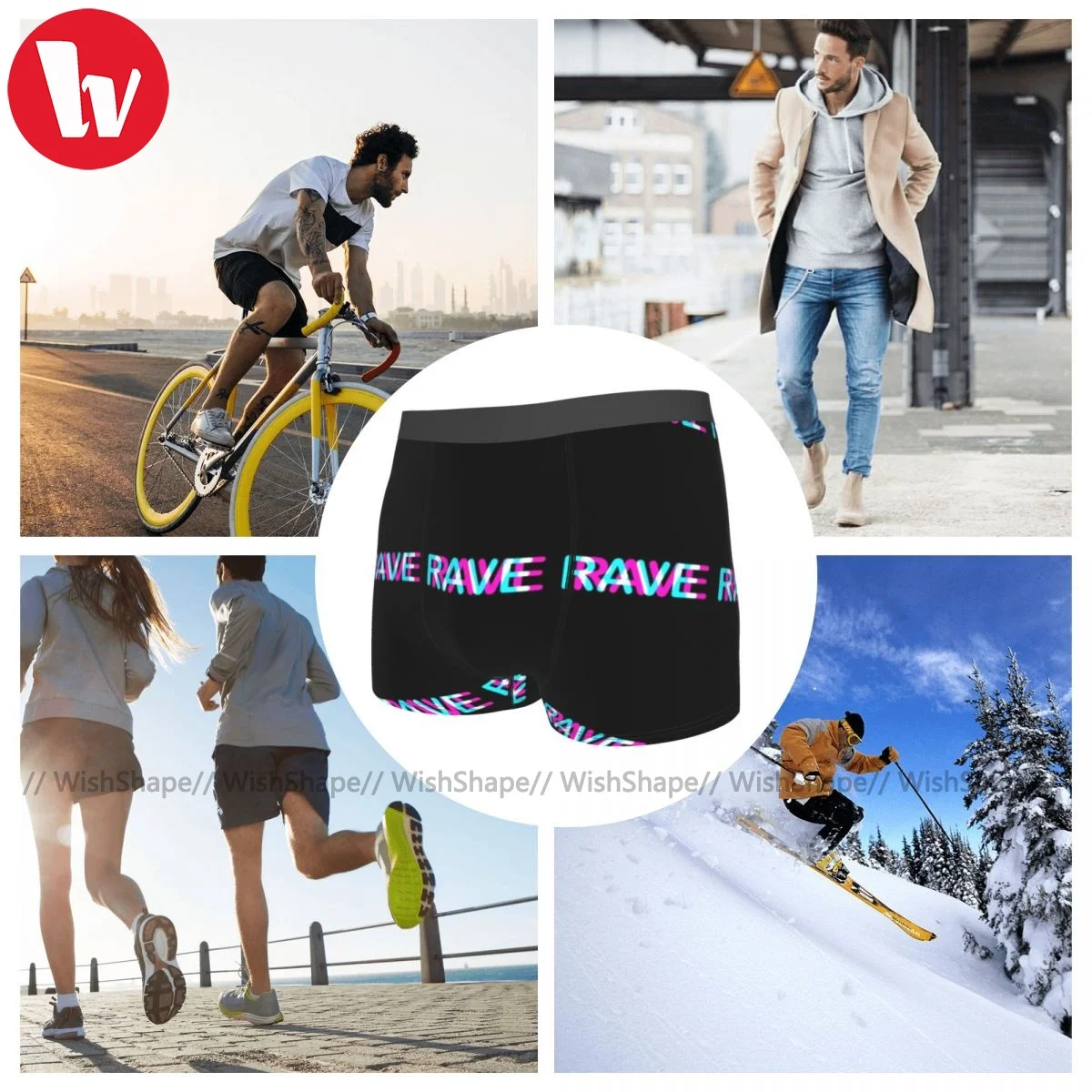 

Rave Underwear Sexy Trenky Custom Trunk Polyester Sublimation Teen Boxer Brief