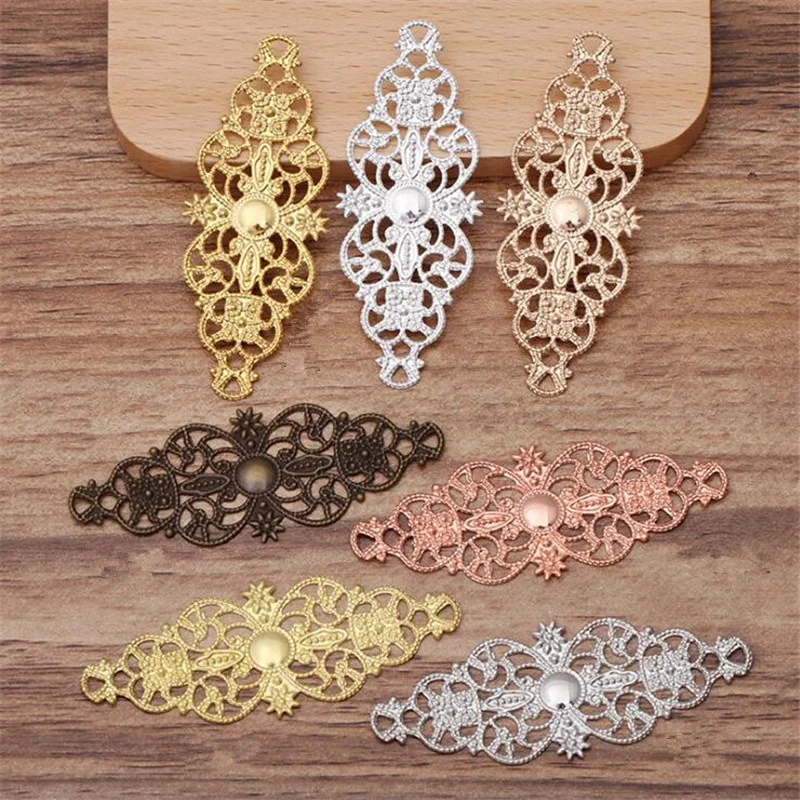 

SIXTY TOWFISH 50 Pieces 60*25mm diy Handmade Materials Jewelry Charms Accessories Brass Flower Filigree Flower Slice Spacer base