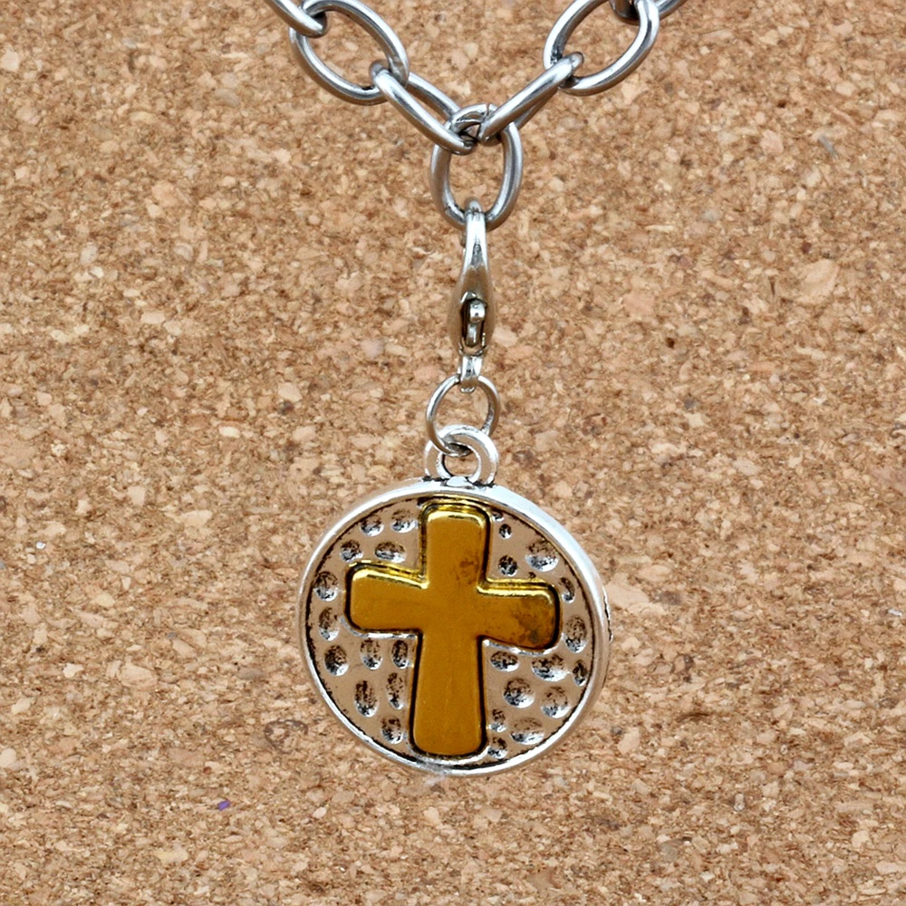 50 шт. крест Распятие Религия легированные Подвески бусины с Лобстер браслет