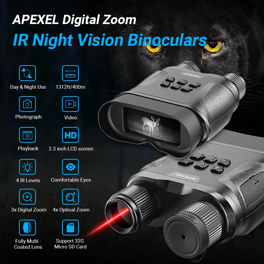 Бинокль ночного видения APEXEL цифровой HD бинокль с дальним радиусом действия для
